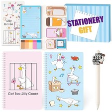 Stationery Gift Set - 3Pcs Notebook Sticky Notes, A5 Spiral Funny Goose