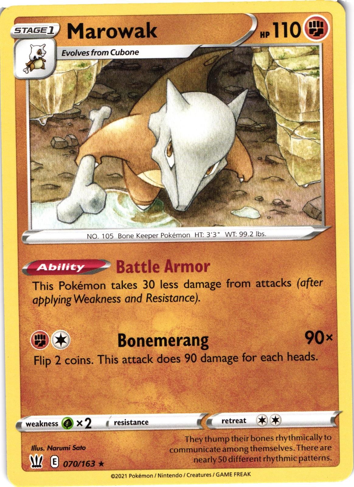 Marowak 070/163 Rare Battle Styles Pokemon Near Mint