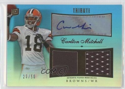 2010 Tribute Dual Relics Blue Rainbow 20/50 Carlton Mitchell Rookie Auto RC 1be