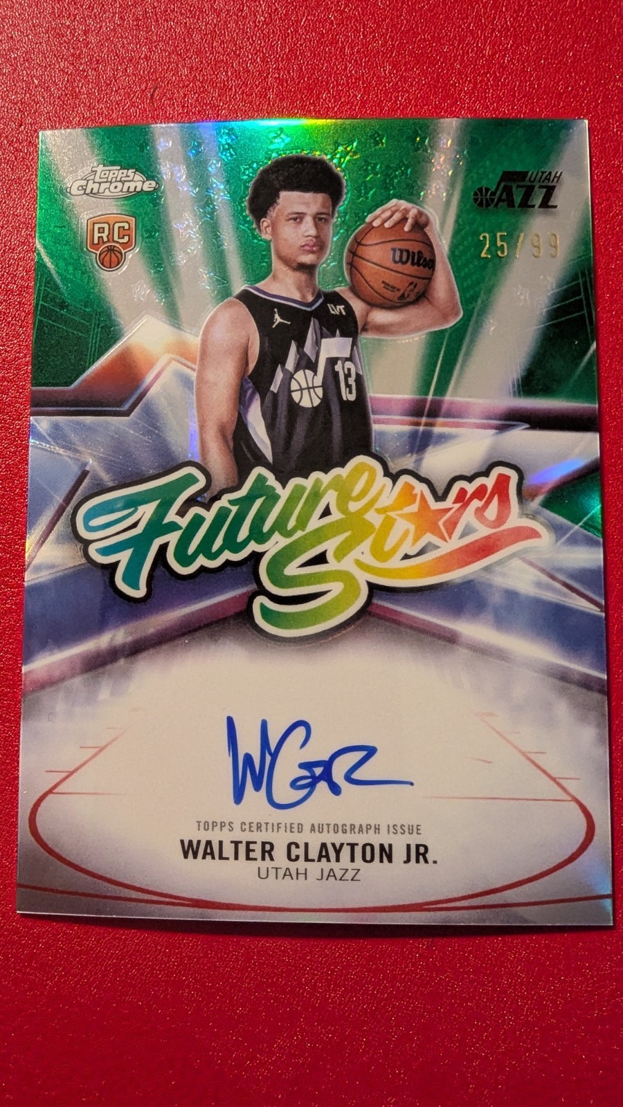 2025-26 Topps Chrome Walter Clayton Jr Future Stars ON CARD Auto Green /99