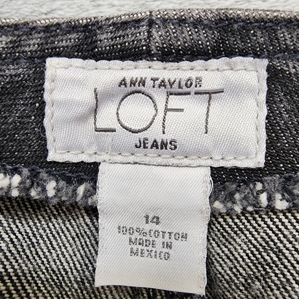 Vintage Ann Taylor LOFT Skirt Women 14 Faded Black Denim Pencil Back Slit Preppy - Image 4 of 4