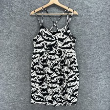 Old Navy Dress Women XL Black Geometric Shift Midi Sleeveless Rayon Casual