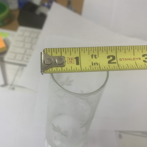 Jarrón/flor de vidrio grabado transparente de 9" Sh21 DE COLECCIÓN - Imagen 4 de 10