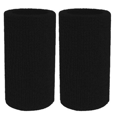 Sweatbands Sports Wristbands for Men and Women - 6 inch Elastic black 