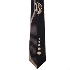 Henry Grethel Men  s Necktie   Abstract Graphic Design   Black, Silver  Gray