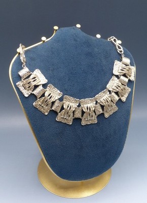 Vintage Halskette Modernist Brutalist - Metall verchromt - Old Necklace 1960/70er Jahre