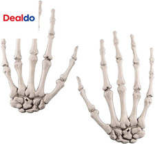 2 Pack Halloween Skeleton Hands Realistic Life Size Severed Plastic Skeleton Han