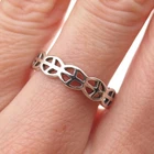 925 Sterling Silver Vintage Peace Symbol Oxidized Band Ring Size 8