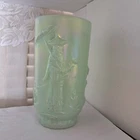 Fenton Iridized Sea Green Jade Color Mandarin Vase Empress