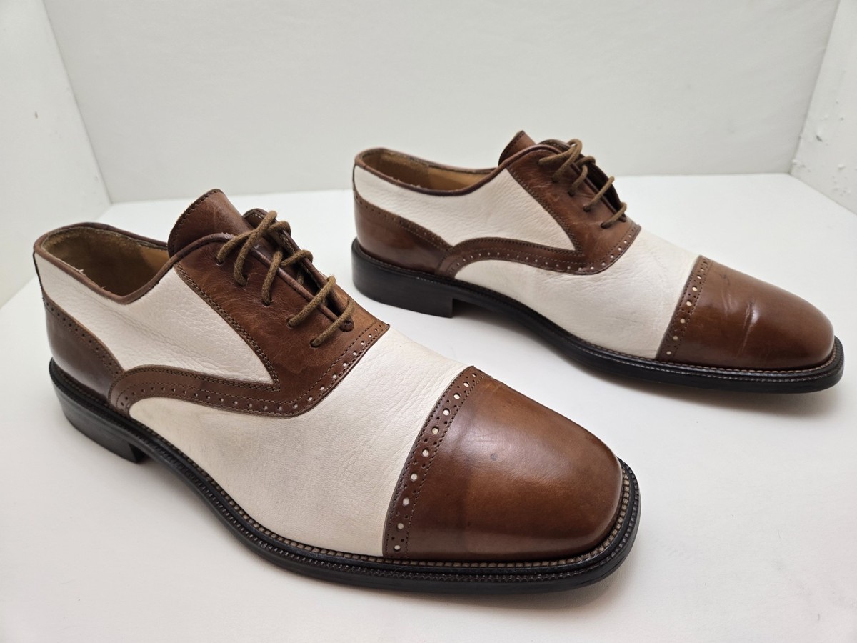 Johnson & Murphy Cellini Oxford Brown White Leather Men display picture 2