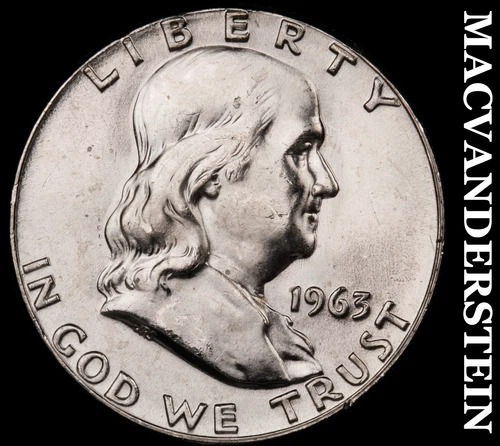 1963 Silver Franklin Half Dollar - Choice Gem Brilliant Unc+++  Lustrous  #G9450