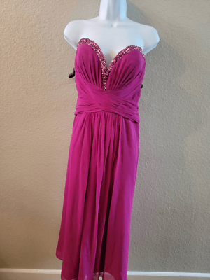 May Queen Women's Hot Pink Vintage Strapless Beaded Midi Dress Size 12 |  eBay