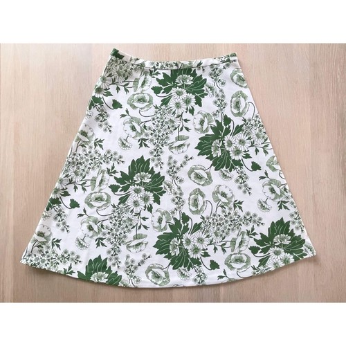 Vintage grüner geblümter A-Linien Rock, 70er Jahre Mod Rock, High Waist Midi ... - Bild 4 von 10