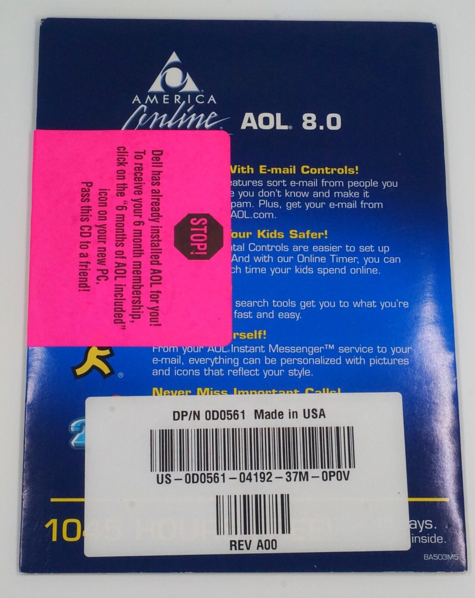 AOL CD 8.0 Sealed Vintage 1045 Hours Pass it Along Friend Dell | eBay