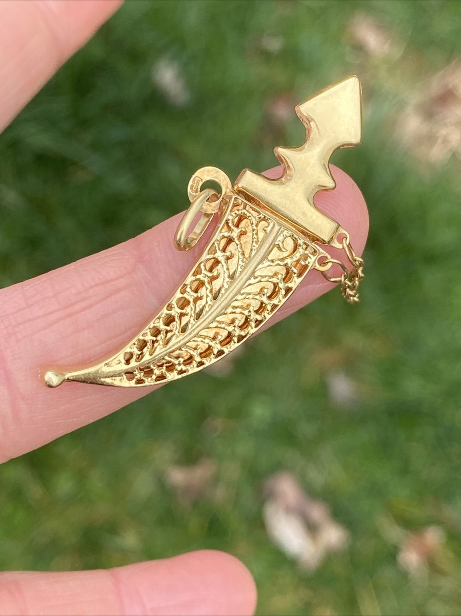 Vintage 18K Yellow Gold Dagger & Sheath Charm or Pendant | eBay