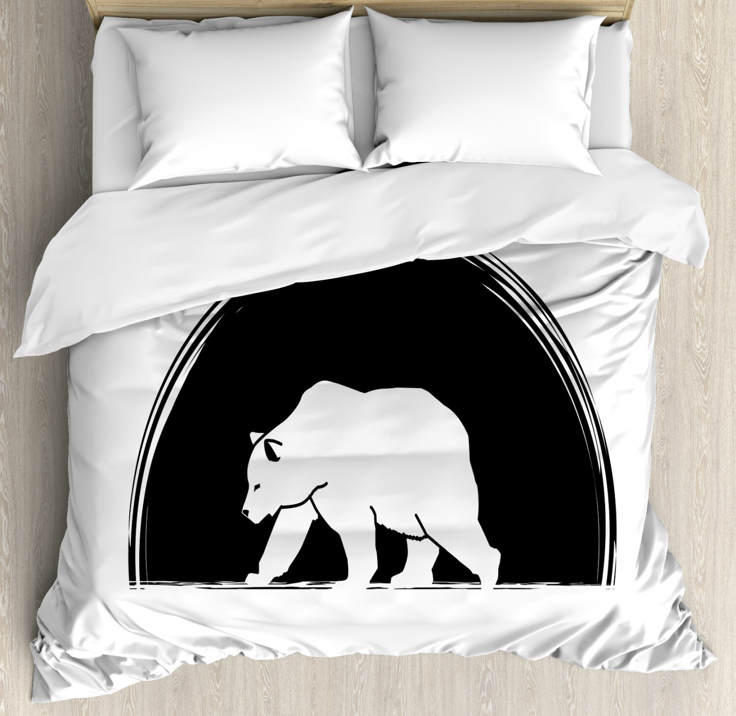 Animal Duvet Cover Set with Pillow Shams Big Polar Bear Walking Print-image