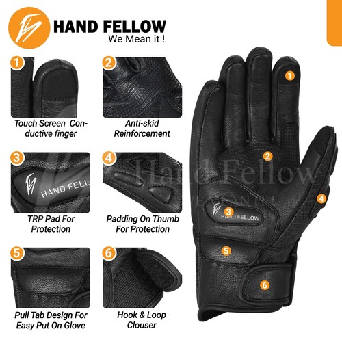 Guantes de cuero para motocicleta de verano premium - Imagen 3 de 4