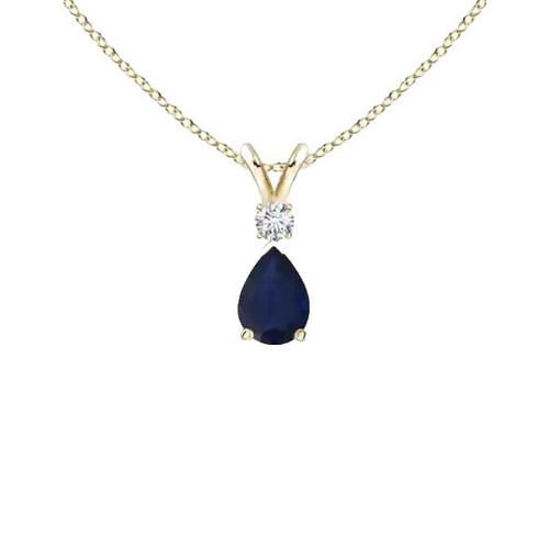 3.28Ct CZ Simulated Diamond Blue Round Sapphire Pendant Necklace