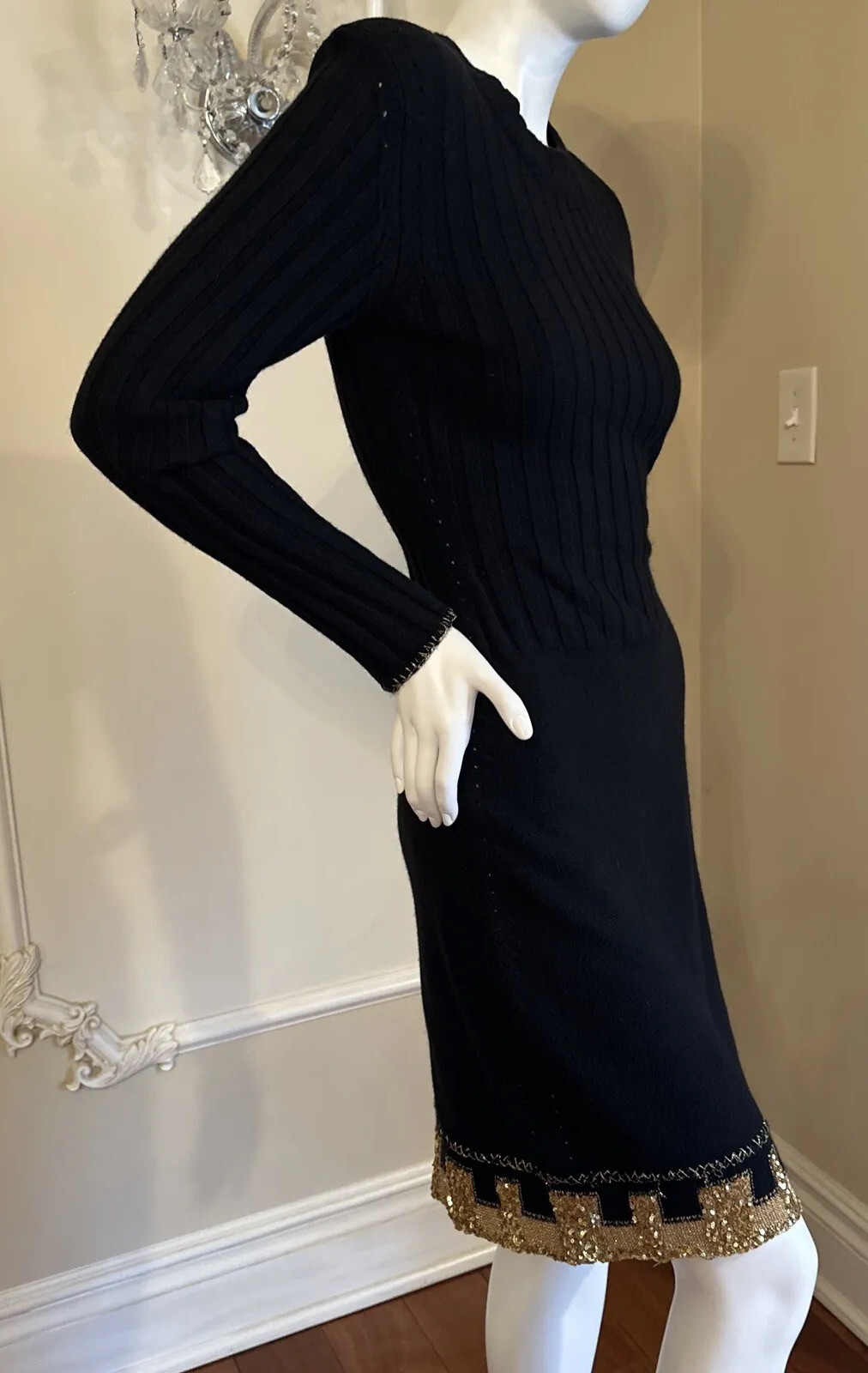 mini abito saint laurent impreziosito da orlo oro spalline taglia M vintage