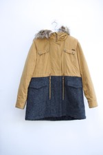 Roxy M Winter Jacket - Removable Faux Fur Mustard Grey Wool Womenswear 