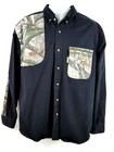 Remington Shirt Button Up Long Sleeve Black Camo Pocket Hunting Mens size Large