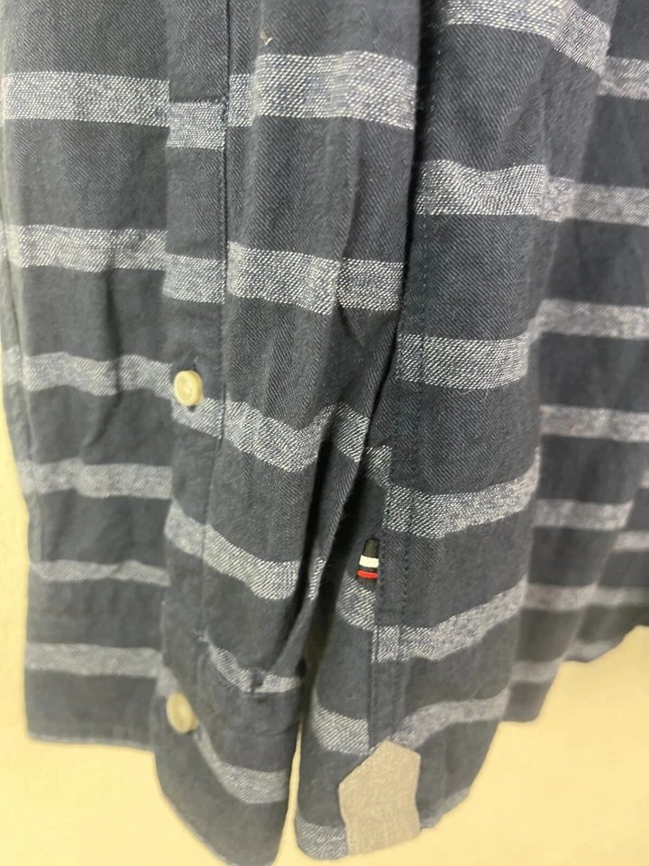 Camisa Strellson Para Hombre Grande Calce Ajustado Ligera Azul Rayas Manga Larga Botón Foto 4 de 4