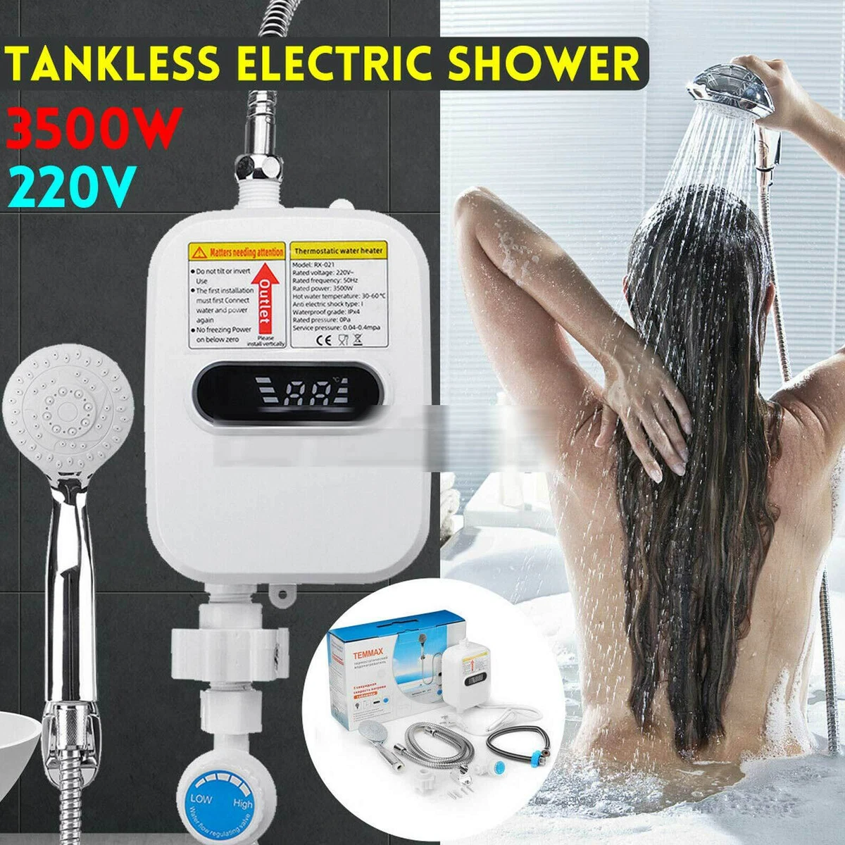 220V Tankless Hot Water Heater Shower Electric Portable House Instant  Boiler Kit | eBay