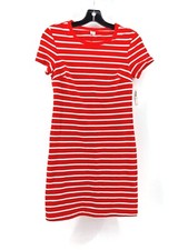 NWT Old Navy Women's Short Sleeve Orange White Stripe Dress Size S NEW