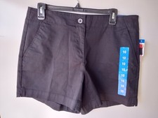 NAUTICA Black Mid-Rise Women's Twill Shorts 10 NEW