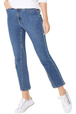 Isaac Mizrahi Live True Denim Straight-Leg Jeans w/ Inset Med Indigo