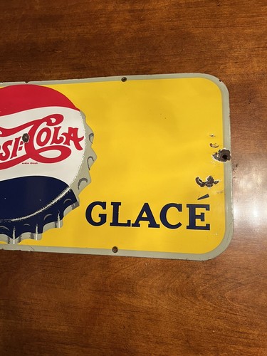 Vintage Pepsi Cola French Porcelain Kick Plate Sign - Picture 3 of 8