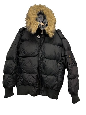 Bear USA Hooded Down Jacket Puffer Winter Hiking Coat Jacket Black Sz M