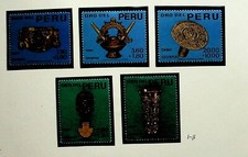 PERU Sc B1-5 LH ISSUE OF 1966 - GOLD ART. Sc$17