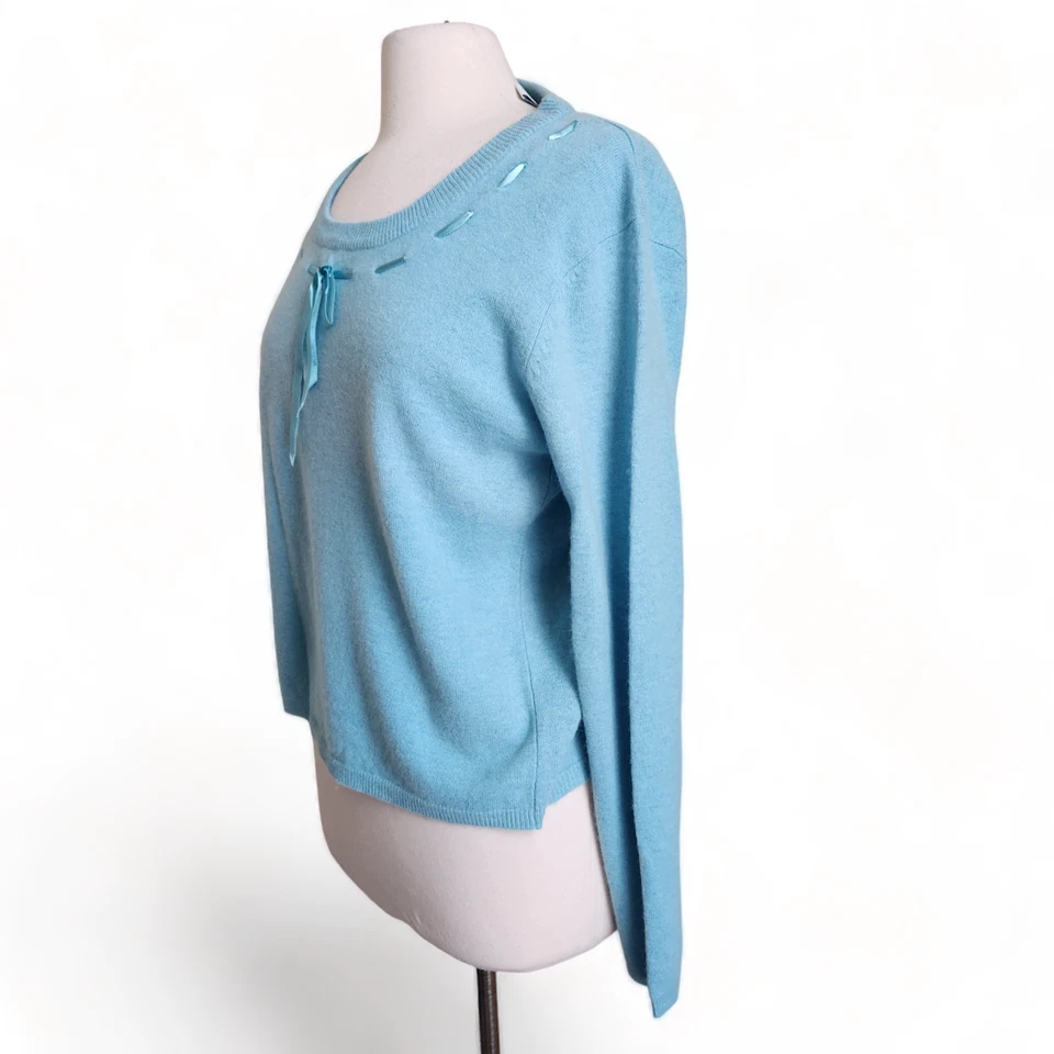 Suéter de Colección Stephanie Andrews Mujer Cinta Grande Azul Acanalado Lana de Cordero Angora Foto 4 de 4