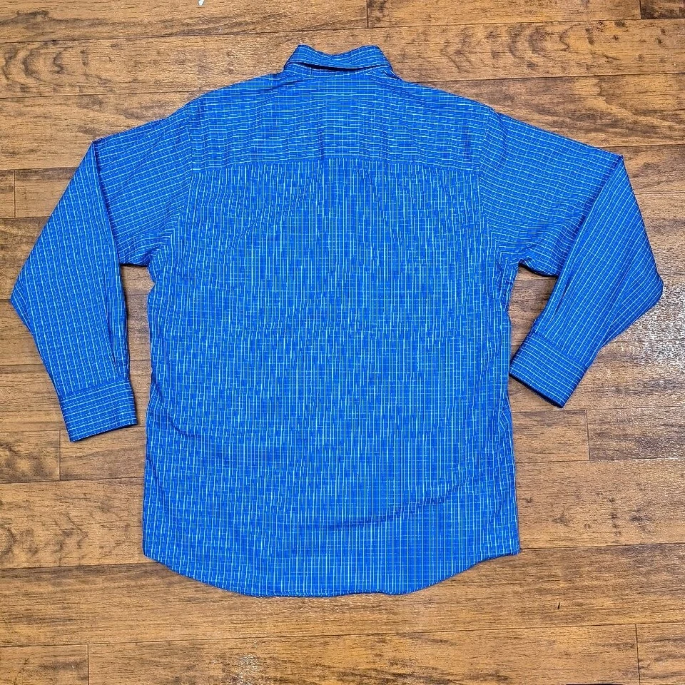 (M) Men's Kenneth Cole Reaction Button Down Shirt Blue Plaid - Image 2 of 4