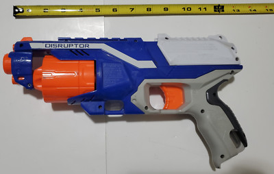 Nerf Disruptor Elite Blaster N-Strike 6 Dart Toy Gun 90 Ft Range No Darts Blue