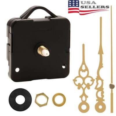 DIY Wall Quartz Clock Movement Mechanism Replacement Tool Parts Set Gold Hands