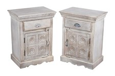 Fine coppia di comodini indiani vintage con motivi floreali