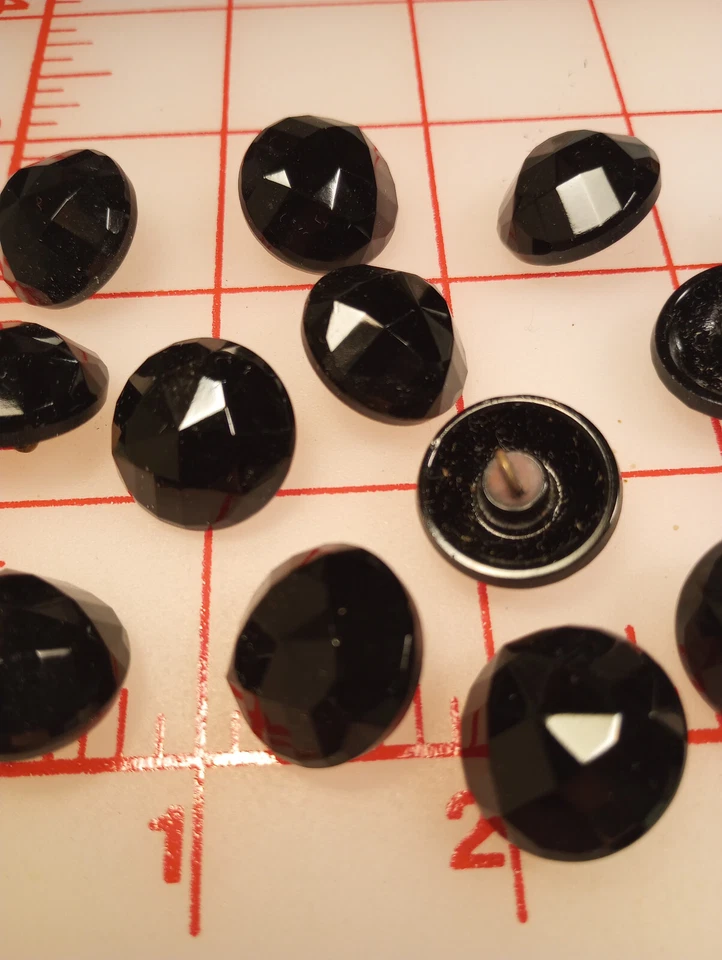10 件复古黑色玻璃柄纽扣圆顶上衣带面 3/4 英寸 18 毫米 #8 — 第 3/4 张图片