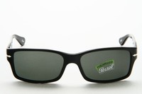 Persol Po 2803s 95/58 Black Frame Green Polarized Lens Rectangular Sunglasses Persol Po 2803s 95/58 Black Frame Green Polarized Lens Rectangular Sunglasses