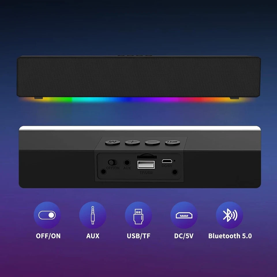 Stereo Soundbar with RGB, Bluetooth 5.0 Speaker With Multi Lights - Image 2 of 4