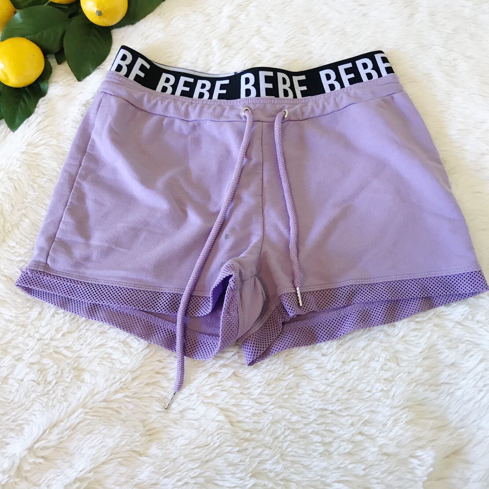 Bebe Sport Purple Band Shorts Size M Gem