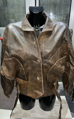 Generic Jacke aus Echtem Leder Gebraucht Frau Gr. M Brown LLD16