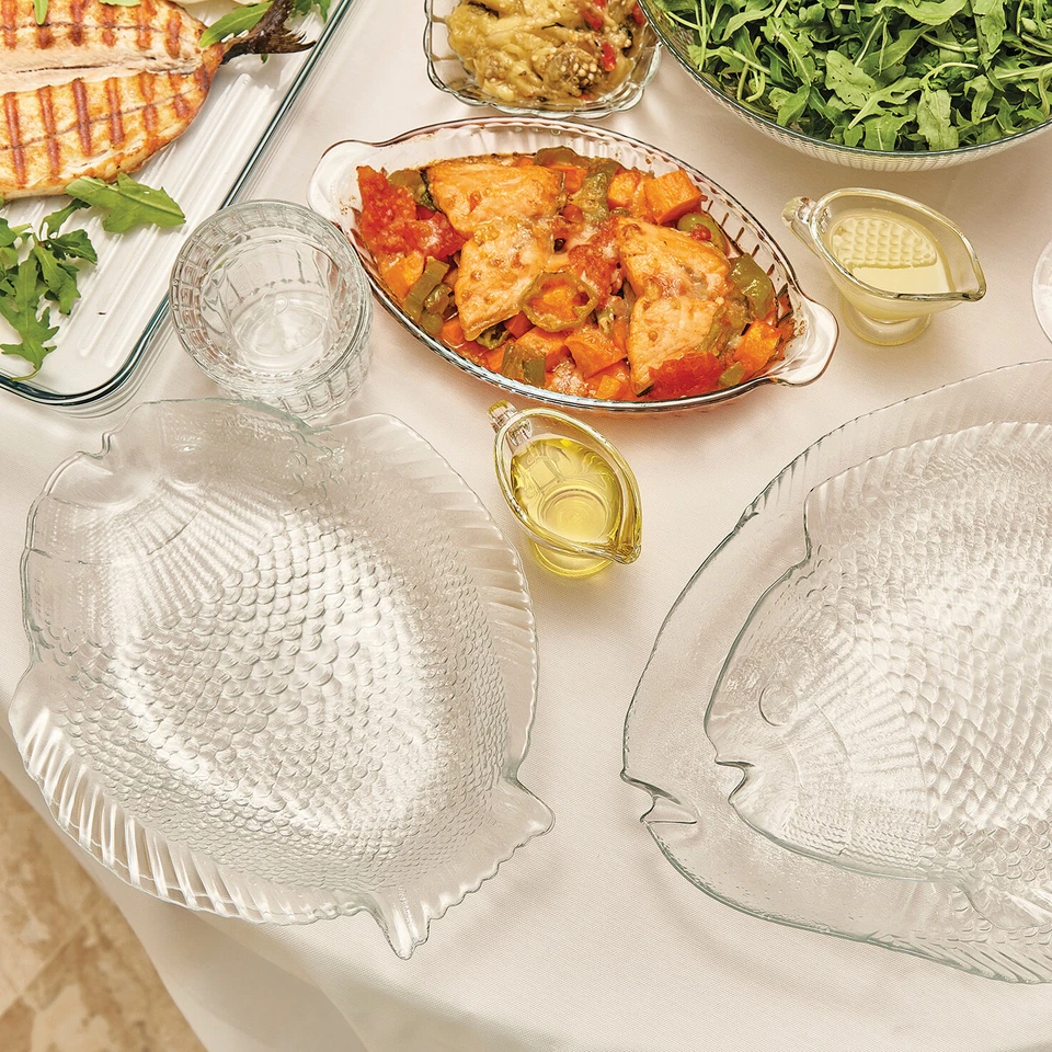 Glas Fischplatte Servierplatte Servierteller Fisch Fischteller Platte Teller - Bild 2 von 3