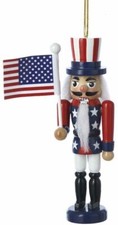 Kurt Adler Wood Patriotic Nutcracker with American Flag