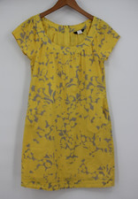 J. Crew Yellow Gray Floral Scoop Neck Short Sleeve Lined Shift Dress 0 Pocket 98