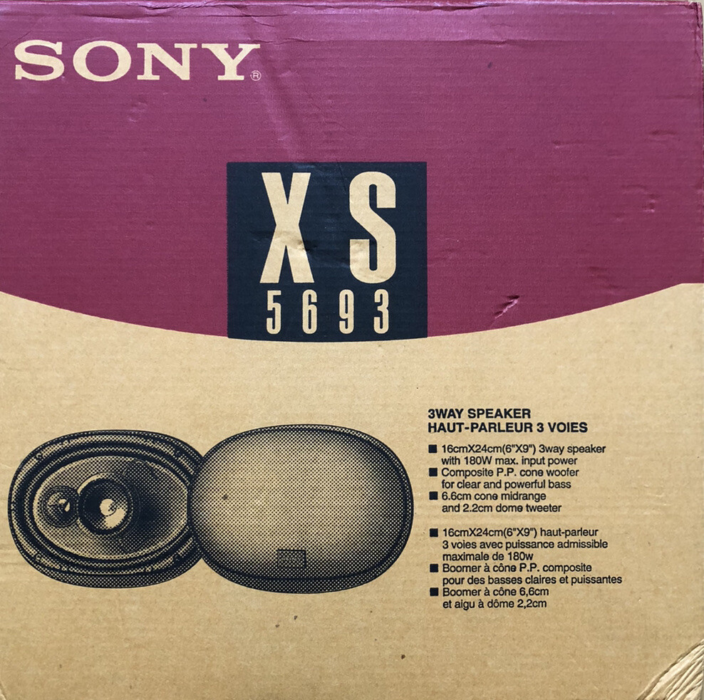 PAIR OF SONY XS-5693 180W 3 WAY CAR SPEAKERS BLACK 16CM X 24CM