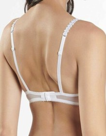 Aubade Fleur De Cristal Bra Size 32B White Blue Sheer Mesh Plunge Triangle NF12