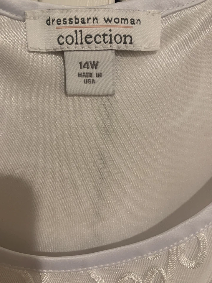 Белый вышитый майка с подкладкой Dressbarn женщина коллекции без рукавов размер 14 W - Изображение 2 из 4