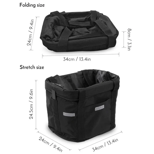 Bicycle Front Folding Basket Cat Dog Carrier Removable Bike Handlebar Bag Oxford - Picture 3 of 14